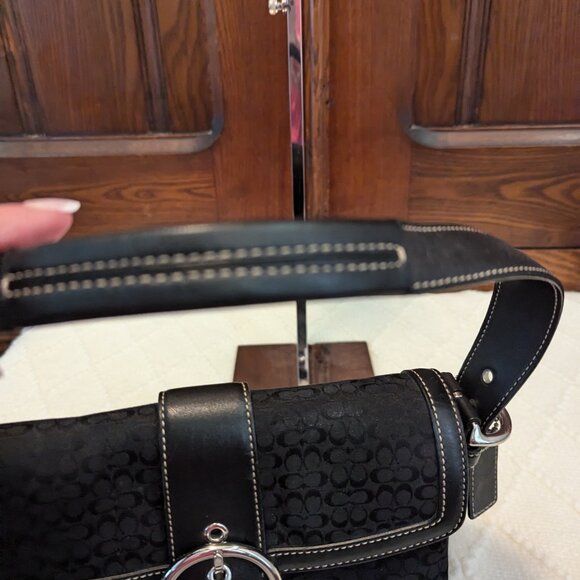 Coach 1444 Small Vintage Black Soho Flap Y2K Signature C Canvas Shoulder/Tote - Picture 12 of 13